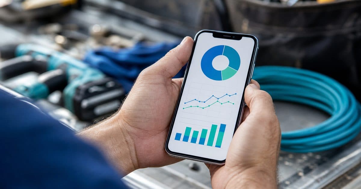Tradie comparing Google Ads and Facebook Ads results on a phone